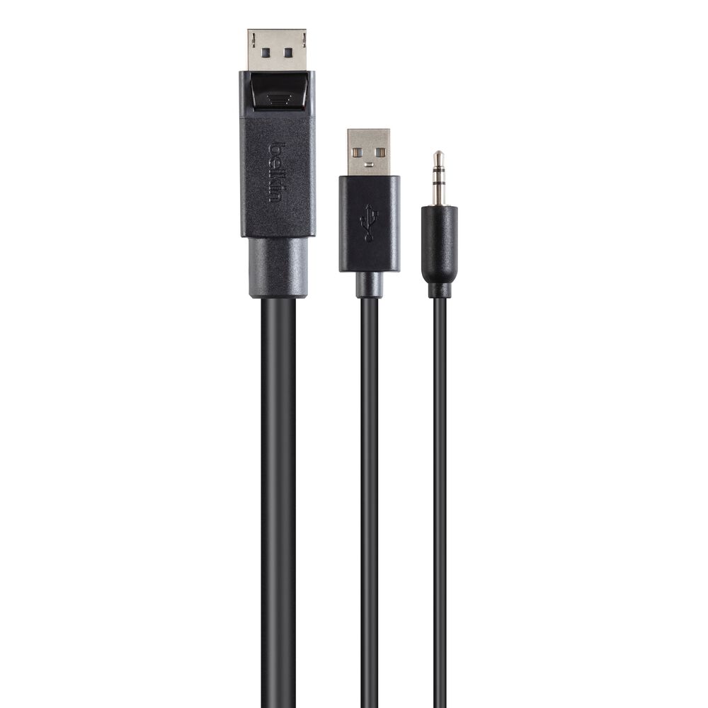 TAA DP/USB/AUD SKVM CBL, DP M/M; USB A/B, 10', Black, hi-res
